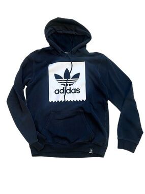 adidas Black Crewneck Hoodie with White Trefoil Graphic